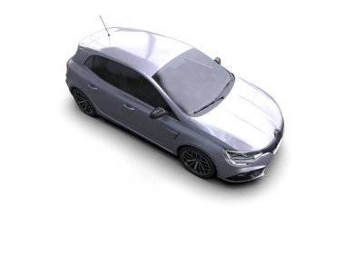 Modern araba beyaz arka planda izole edilmiş. 3d resimleme