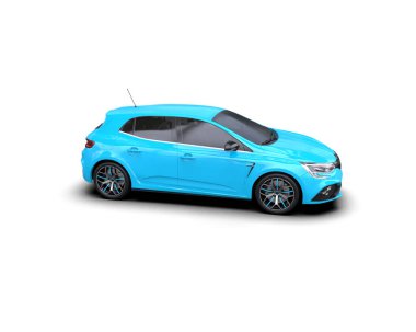 Modern araba beyaz arka planda izole edilmiş. 3d resimleme