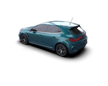 Modern araba beyaz arka planda izole edilmiş. 3d resimleme