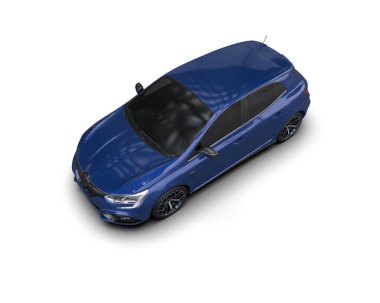 Modern araba beyaz arka planda izole edilmiş. 3d resimleme