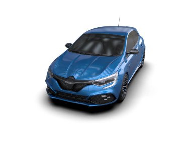 Modern araba beyaz arka planda izole edilmiş. 3d resimleme