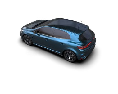 Modern araba beyaz arka planda izole edilmiş. 3d resimleme