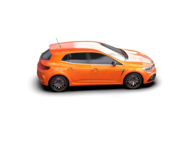 Modern araba beyaz arka planda izole edilmiş. 3d resimleme