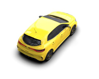 Modern araba beyaz arka planda izole edilmiş. 3d resimleme
