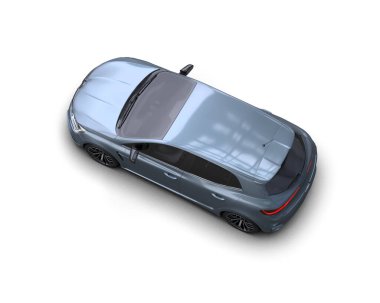 Modern araba beyaz arka planda izole edilmiş. 3d resimleme