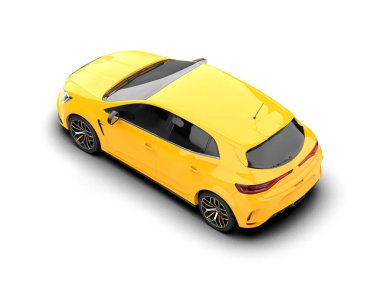Modern araba beyaz arka planda izole edilmiş. 3d resimleme