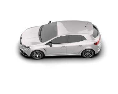 Modern araba beyaz arka planda izole edilmiş. 3d resimleme