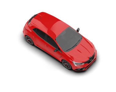 Modern araba beyaz arka planda izole edilmiş. 3d resimleme