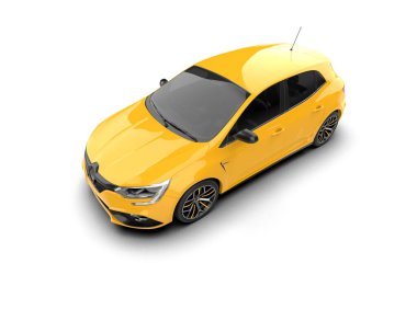 Modern araba beyaz arka planda izole edilmiş. 3d resimleme