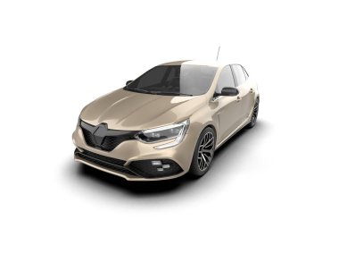 Modern araba beyaz arka planda izole edilmiş. 3d resimleme