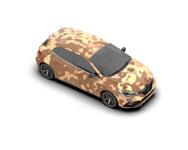 Modern araba beyaz arka planda izole edilmiş. 3d resimleme