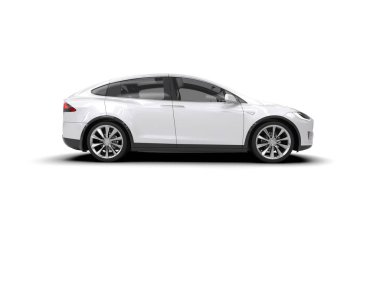 Modern araba beyaz arka planda izole edilmiş. 3d resimleme