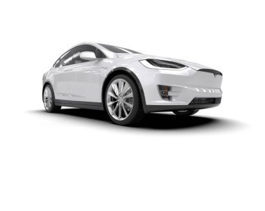 Modern araba beyaz arka planda izole edilmiş. 3d resimleme