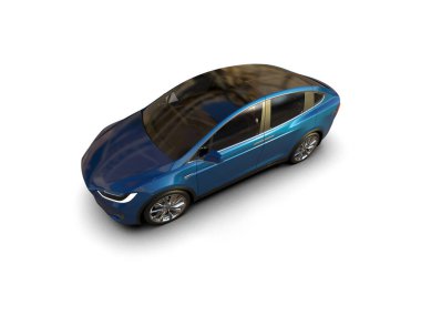Modern araba beyaz arka planda izole edilmiş. 3d resimleme