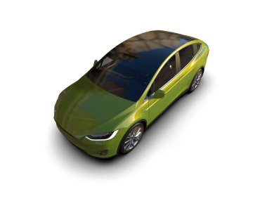 Modern araba beyaz arka planda izole edilmiş. 3d resimleme