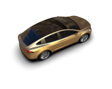 Modern araba beyaz arka planda izole edilmiş. 3d resimleme