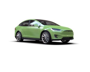 Modern araba beyaz arka planda izole edilmiş. 3d resimleme