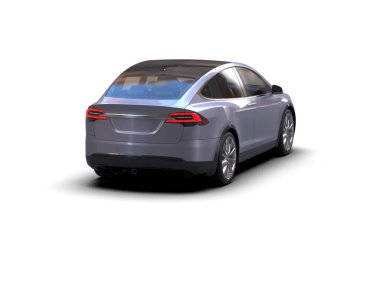 Modern araba beyaz arka planda izole edilmiş. 3d resimleme