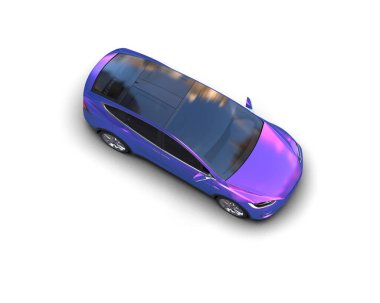 Modern araba beyaz arka planda izole edilmiş. 3d resimleme