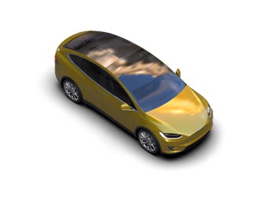 Modern araba beyaz arka planda izole edilmiş. 3d resimleme