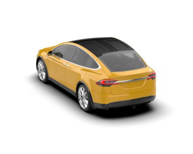 Modern araba beyaz arka planda izole edilmiş. 3d resimleme