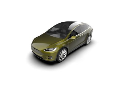 Modern araba beyaz arka planda izole edilmiş. 3d resimleme