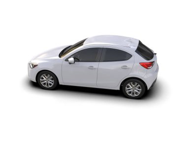 Modern araba beyaz arka planda izole edilmiş. 3d resimleme