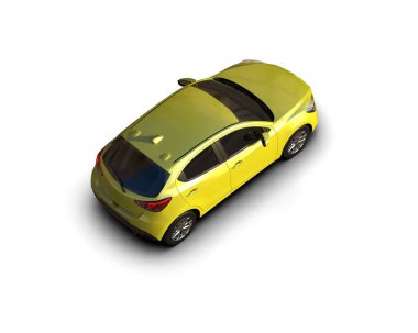 Modern araba beyaz arka planda izole edilmiş. 3d resimleme