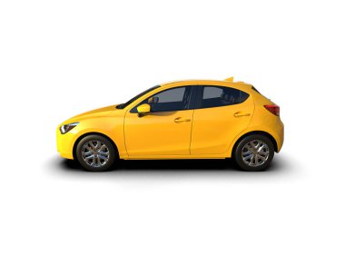 Modern araba beyaz arka planda izole edilmiş. 3d resimleme