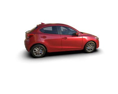 Modern araba beyaz arka planda izole edilmiş. 3d resimleme