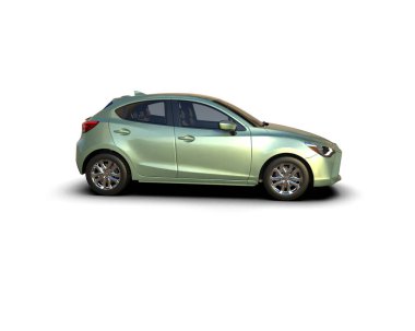 Modern araba beyaz arka planda izole edilmiş. 3d resimleme