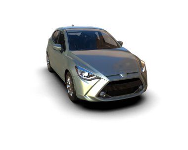 Modern araba beyaz arka planda izole edilmiş. 3d resimleme