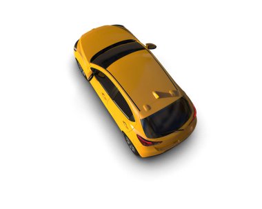 Modern araba beyaz arka planda izole edilmiş. 3d resimleme