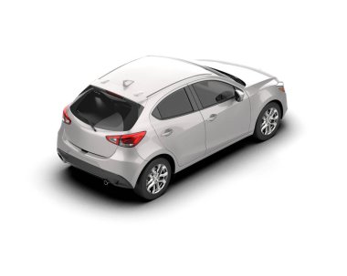 Modern araba beyaz arka planda izole edilmiş. 3d resimleme