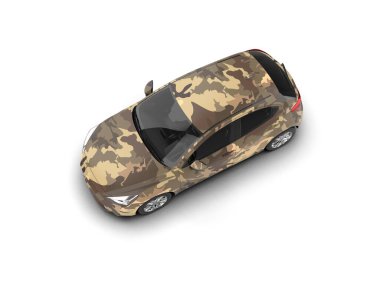 Modern araba beyaz arka planda izole edilmiş. 3d resimleme