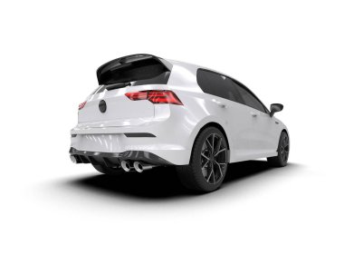 Modern araba arka planda izole edilmiş. 3d resimleme