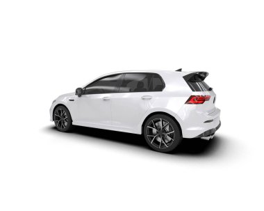 Modern araba arka planda izole edilmiş. 3d resimleme