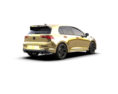 Modern araba arka planda izole edilmiş. 3d resimleme