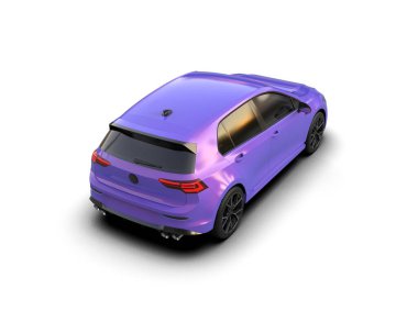 Modern araba arka planda izole edilmiş. 3d resimleme