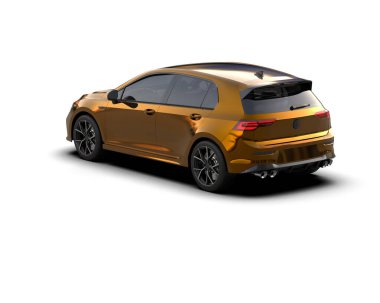 Modern araba arka planda izole edilmiş. 3d resimleme