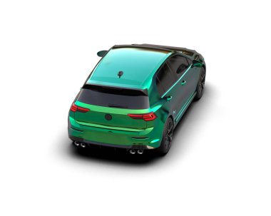 Modern araba beyaz arka planda izole edilmiş. 3d resimleme