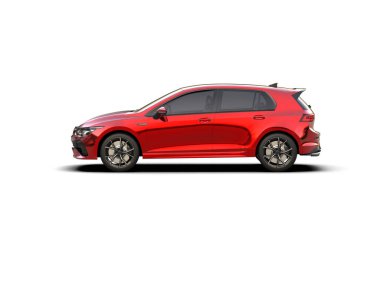 Modern araba beyaz arka planda izole edilmiş. 3d resimleme