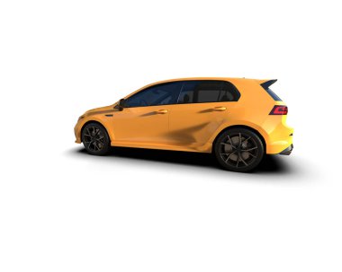 Modern araba beyaz arka planda izole edilmiş. 3d resimleme