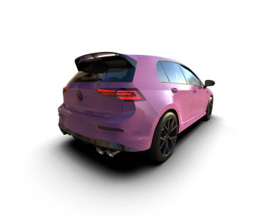 Modern araba beyaz arka planda izole edilmiş. 3d resimleme