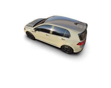 Modern araba beyaz arka planda izole edilmiş. 3d resimleme