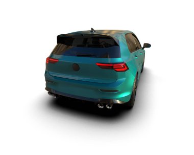 Modern araba beyaz arka planda izole edilmiş. 3d resimleme