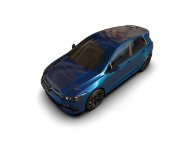 Modern araba beyaz arka planda izole edilmiş. 3d resimleme