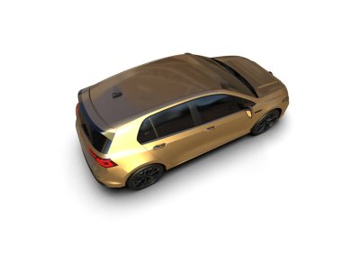 Modern araba beyaz arka planda izole edilmiş. 3d resimleme