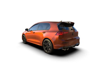 Modern araba beyaz arka planda izole edilmiş. 3d resimleme