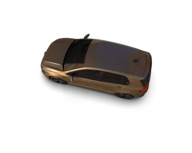 Modern araba beyaz arka planda izole edilmiş. 3d resimleme